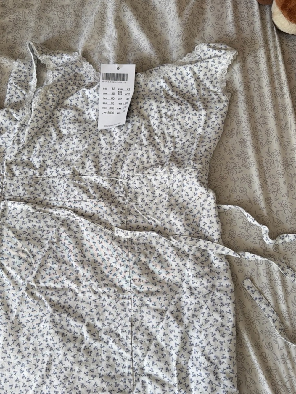 RARE Brandy Melville Cream Floral Tie-Waist Long Dress